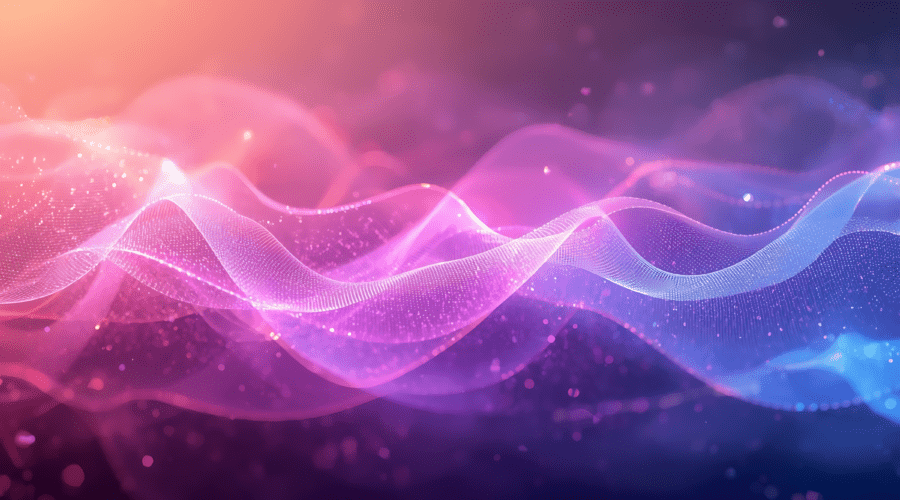 Abstrakter Hintergrund mit fließenden, schimmernden Wellen in Pink, Violett und Blau als Titelbild der Schwesternschaftswunde in der IT